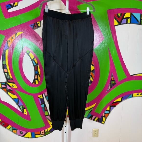 Heather by Bordeaux Black Silk Jogger Pants. Size Small. In excellent condition! - Picture 1 of 7
